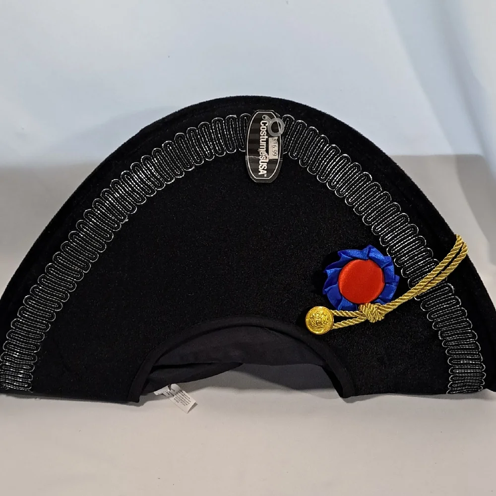 Majestic Black Hat with Blue and Gold Accents